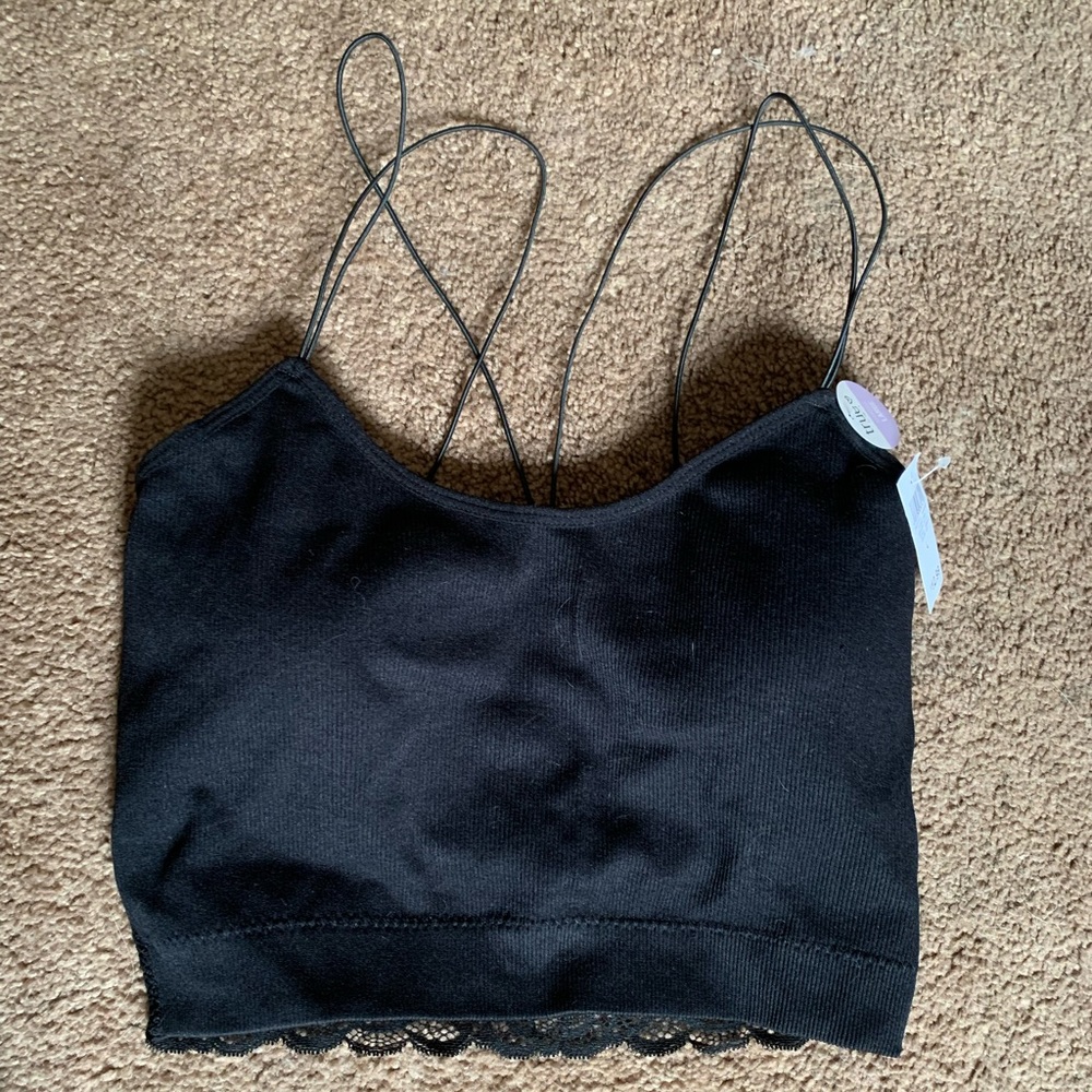 - Black Seamless Bralette with Lace Back